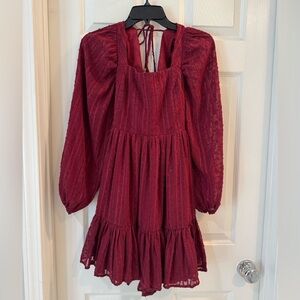 ❤️ Lulus Burgundy Ruffle Dress (NEW with Tags!) ❤️